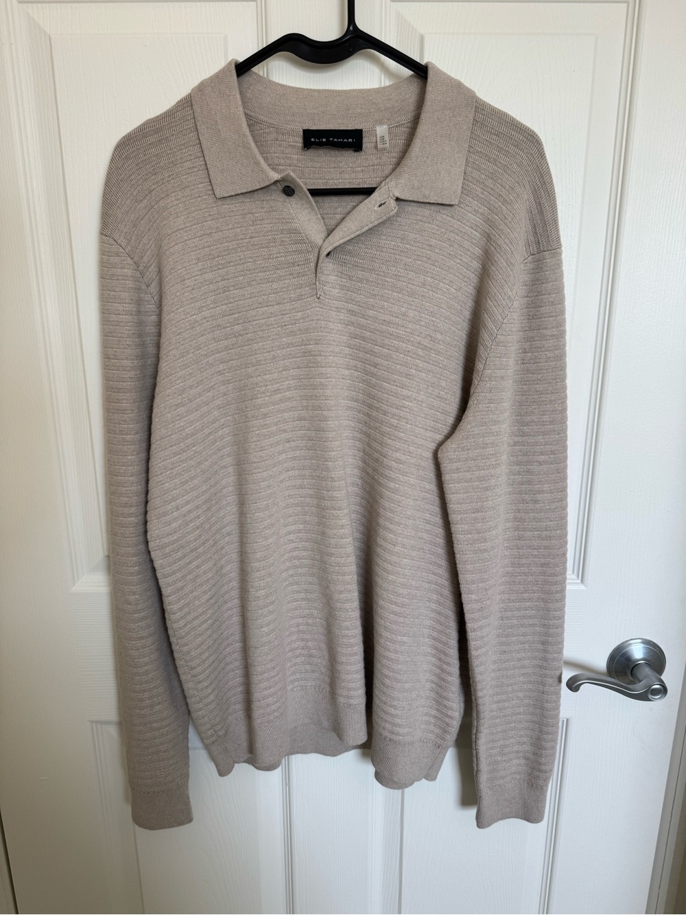 Elie Tahari Men’s Long Sleeve Quarter Button Up Cotton Cashmere Blend Shirt